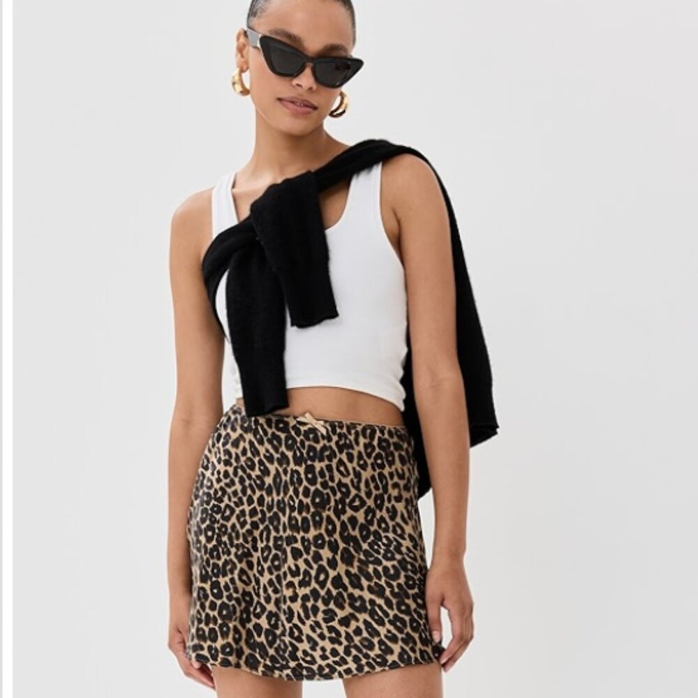 Reformation Leopard Print Mini Skirt - Brown & Black